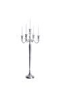 Candelabru mare 120 cm din aluminiu argint 5 brațe