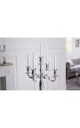 Grand chandelier 120 cm en aluminium argenté à 5 branches