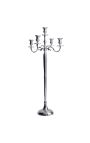 Candelabru mare 120 cm din aluminiu argint 5 brațe