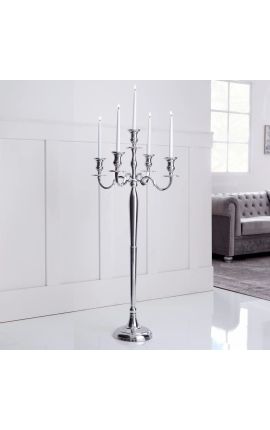 Large candleholder 120 cm of aluminium silver 5 arms