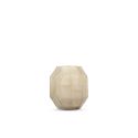 Teelicht "AURE" beige frosted glass mit geometrischen facetten