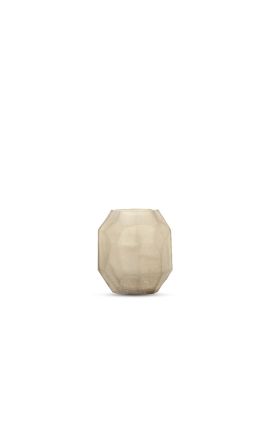 Tealight "ATTIVITÀ" vetro satinato beige con sfaccettature geometriche