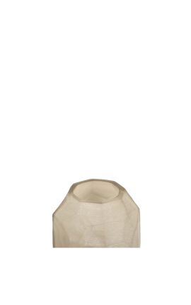 Teelicht &quot;AURE&quot; beige frosted glass mit geometrischen facetten