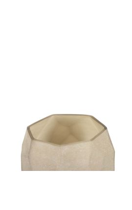 Vase &quot;EAR&quot; beige Glas mit geometrischen Facetten - Größe S