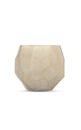 Vase "EAR" beige Glas mit geometrischen Facetten - Größe S