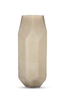 Vase "GULD" beige glas med geometriske facetter - størrelse M