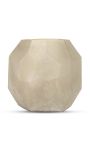 Vase "AURE" beige Glas mit geometrischen Facetten - Größe L