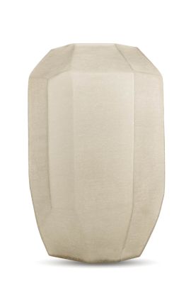 Vase "AURE" en verre beige dépoli à facettes géométriques - Taille XL