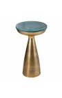 Mesa lateral "DIABOLO" 30 cm mármol verde superior y metal de oro