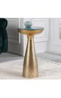 Mesa lateral "DIABOLO" 30 cm mármol verde superior y metal de oro