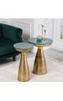 Side table "DIABOLO" 30 cm top green marble and gold metal