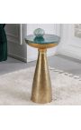 Mesa lateral "DIABOLO" 30 cm mármol verde superior y metal de oro