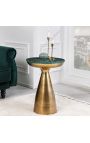 Mesa lateral "DIABOLO" 40 cm mármol verde superior y metal de oro