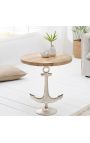 Table d'appoint "ANCRE" aluminium et plateau en bois de manguier