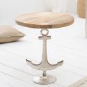 Table d'appoint "ANCRE" aluminium et plateau en bois de manguier