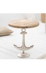 Table d'appoint "ANCRE" aluminium et plateau en bois de manguier