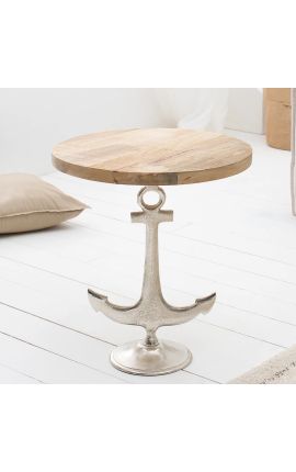 Side table "ANCHOR" aluminium and top manguier wood