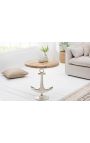 Table d'appoint "ANCRE" aluminium et plateau en bois de manguier