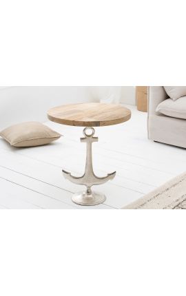 Side table &quot;ANCHOR&quot; aluminium and top manguier wood