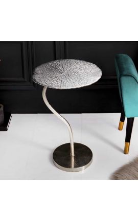 Table d'appoint "Feuille de Nénuphar" aluminium argenté