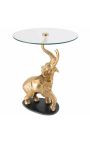 Table d'appoint "ELEPHANT" en aluminium doré, base en marbre noir