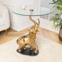 Side table "ELEPHANT" of gold aluminium and black marble base