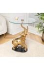 Side table "ELEPHANT" of gold aluminium and black marble base