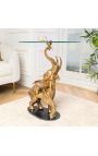 Table d'appoint "ELEPHANT" en aluminium doré, base en marbre noir