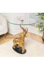 Side table "ELEPHANT" of gold aluminium and black marble base