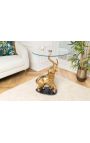 Side table "ELEPHANT" of gold aluminium and black marble base