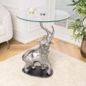 Table d'appoint "ELEPHANT" en aluminium argenté base en marbre noir