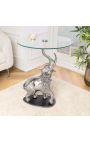 Table d'appoint "ELEPHANT" en aluminium argenté base en marbre noir