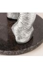 Masa laterală "Elefant" cu o bază din marmură neagră de aluminiu argintiu