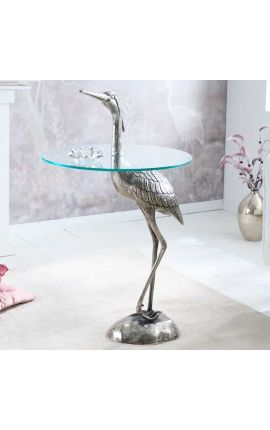 Side table &quot;HERON&quot; of aluminium silver