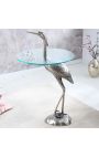 Side table "HERON" of aluminium silver