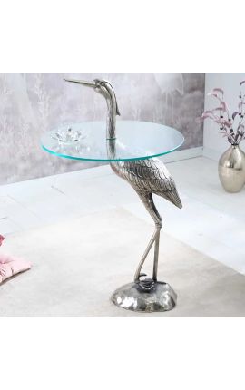 Side table "HERON" of aluminium silver