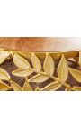 Set of 2 coffee round table "Foliage" of gold aluminium and mango wood