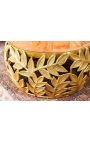 Set of 2 coffee round table "Foliage" of gold aluminium and mango wood