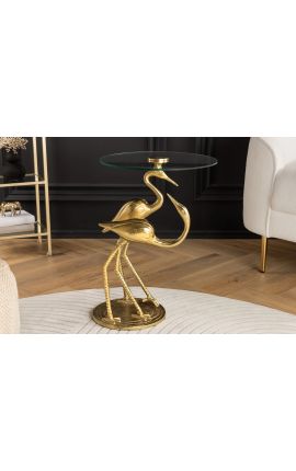 Side table &quot;CRANE&quot; of gold aluminium