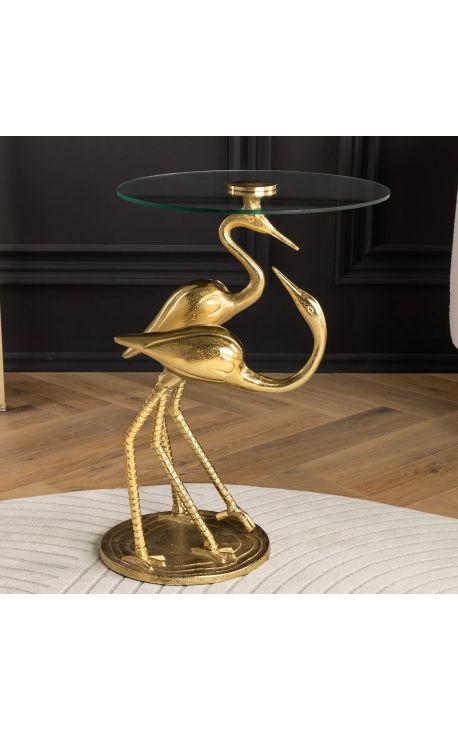 Mesa lateral "CRANE" de alumínio dourado