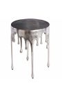 Side table "MELTED" of aluminium silver