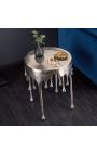 Side table "MELTED" of aluminium silver