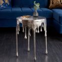 Side table "MELTED" of aluminium silver