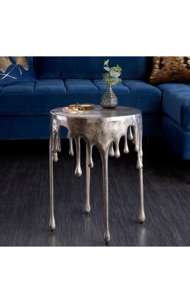 Table d'appoint "FONDANT" en aluminium argenté