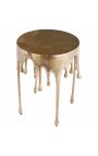 Side table "MELTED" of aluminium golden color