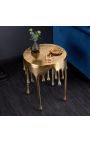 Side table "MELTED" of aluminium golden color