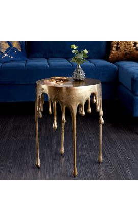 Side table "MELTED" of aluminium golden color