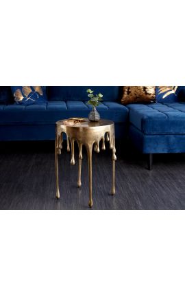 Side table &quot;MELTED&quot; of aluminium golden color