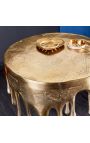 Side table "MELTED" of aluminium golden color