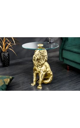 Mesa lateral &quot;LION&quot; de aluminio dorado